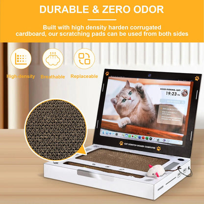 Funny Cat Scratching Laptop Toy – Cardboard Cat Scratcher Pad for Indoor Cats and Kittens