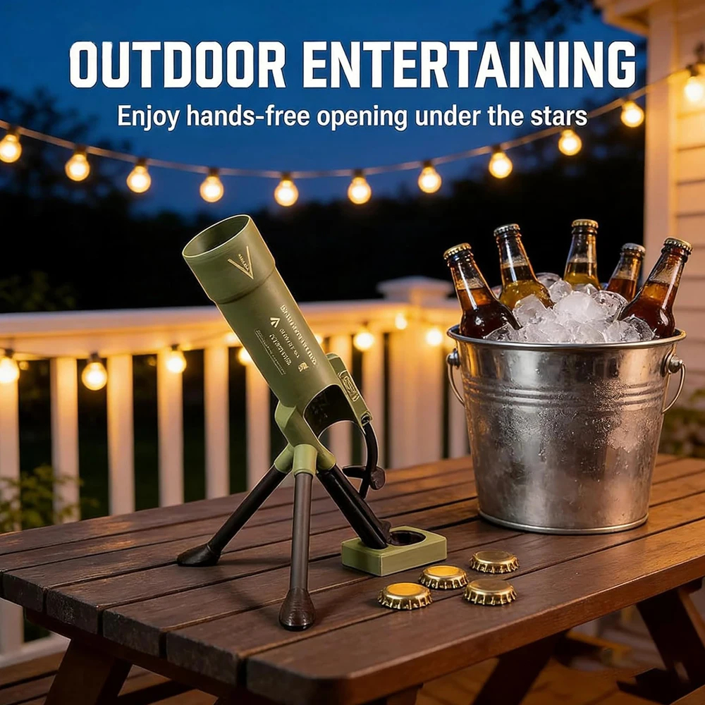 Mortar Cannon Bottle Opener, Novelty Beer Cap Launcher for Bars and Gifts