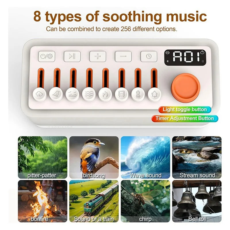 Ambient Sound Machine for Sleep, Relaxation & Baby – White Noise Machine with Nature Sounds & Timer