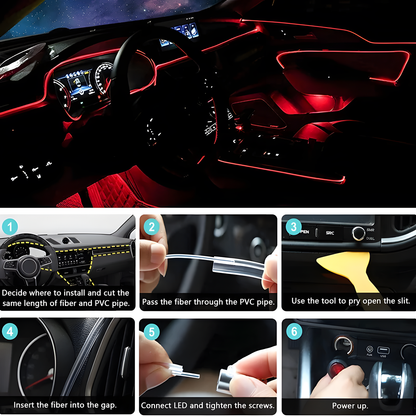 Car Interior LED Strip Lights, App Controlled RGB Fibre Optic Ambient Kit
