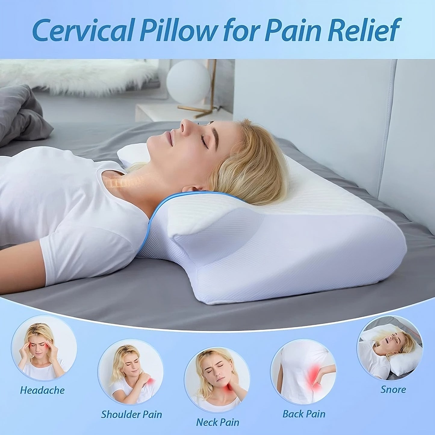 Orthopedic Memory Foam Cervical Pillow – Neck Support Pillow for Pain Relief & Better Sleep