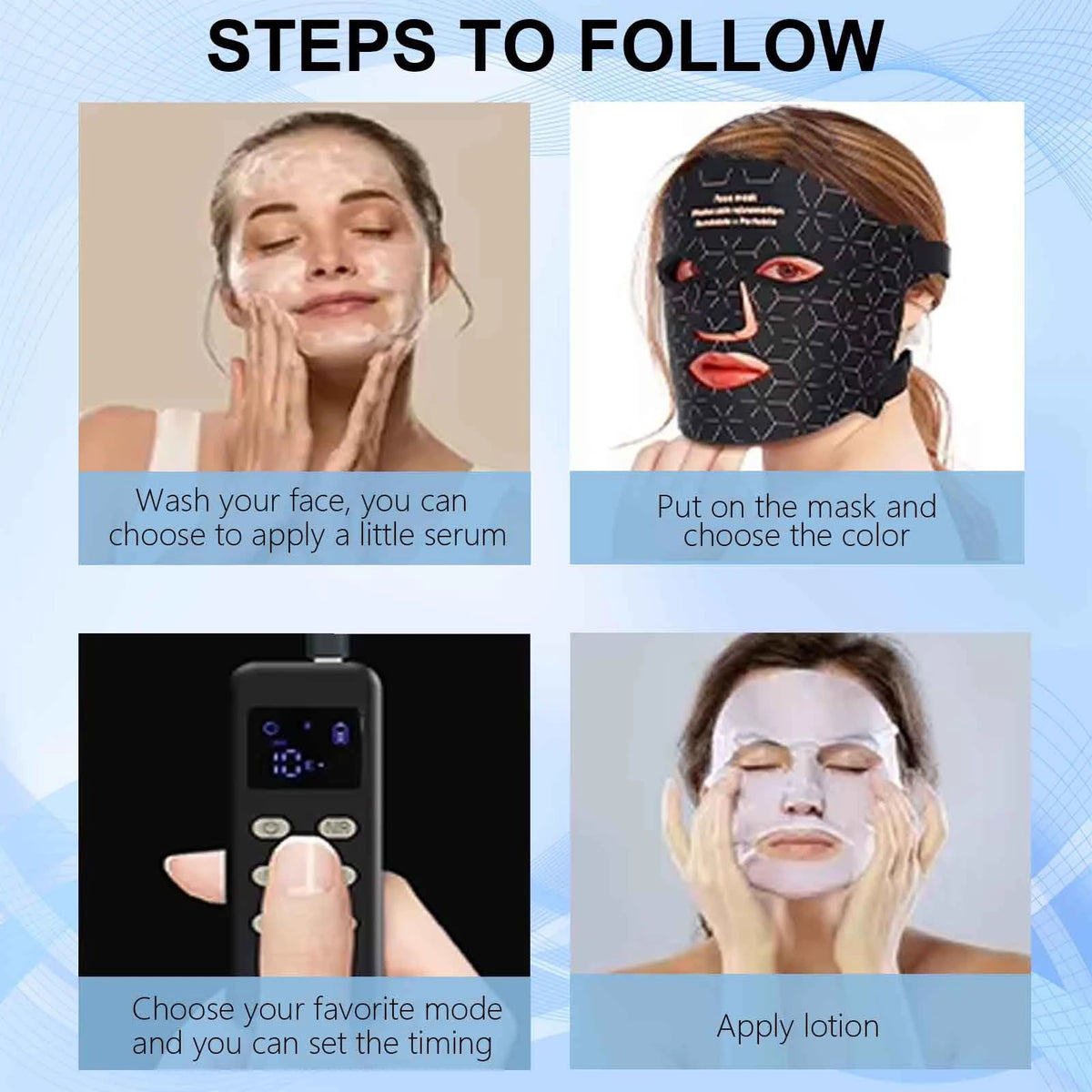 LED Red Light Therapy Mask, Wireless Face Mask with 630nm and 850nm Light