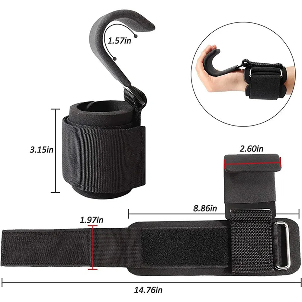 Weight Lifting Hooks with Wrist Straps – Heavy Duty Gym Grip Support for Deadlifts, Pull-Ups, and Weightlifting Training
