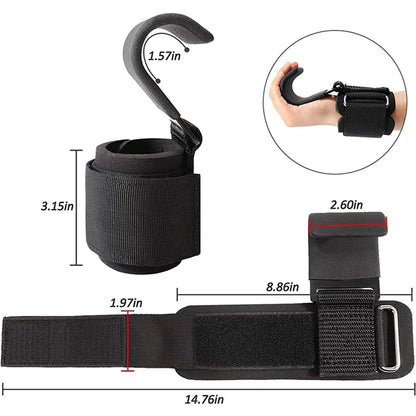 Weight Lifting Hooks with Wrist Straps – Heavy Duty Gym Grip Support for Deadlifts, Pull-Ups, and Weightlifting Training