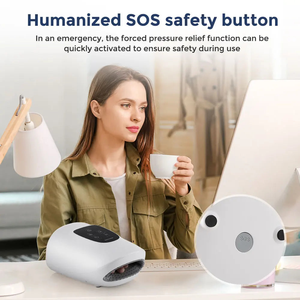 Wireless Electric Hand Massager for Pain Relief, Compression Therapy, Arthritis & Finger Stress