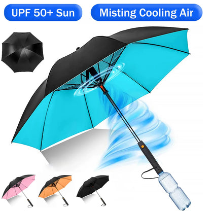 Portable Umbrella with Fan & Misting – Cooling Sun Shade for Outdoor Travel & Summer Heat