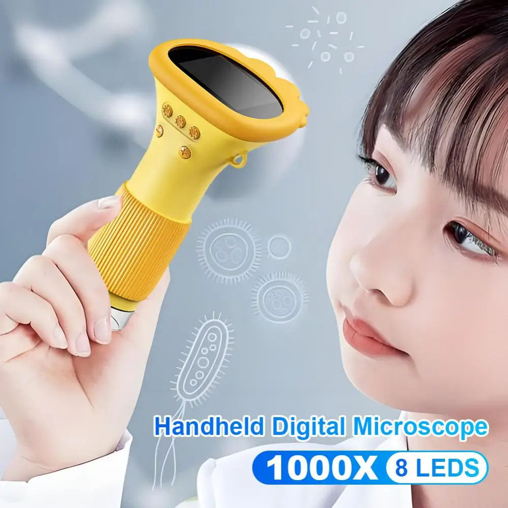 Portable Handheld Digital Microscope with LCD Screen – 1000X Zoom USB Rechargeable Science Tool for Kids & Adults