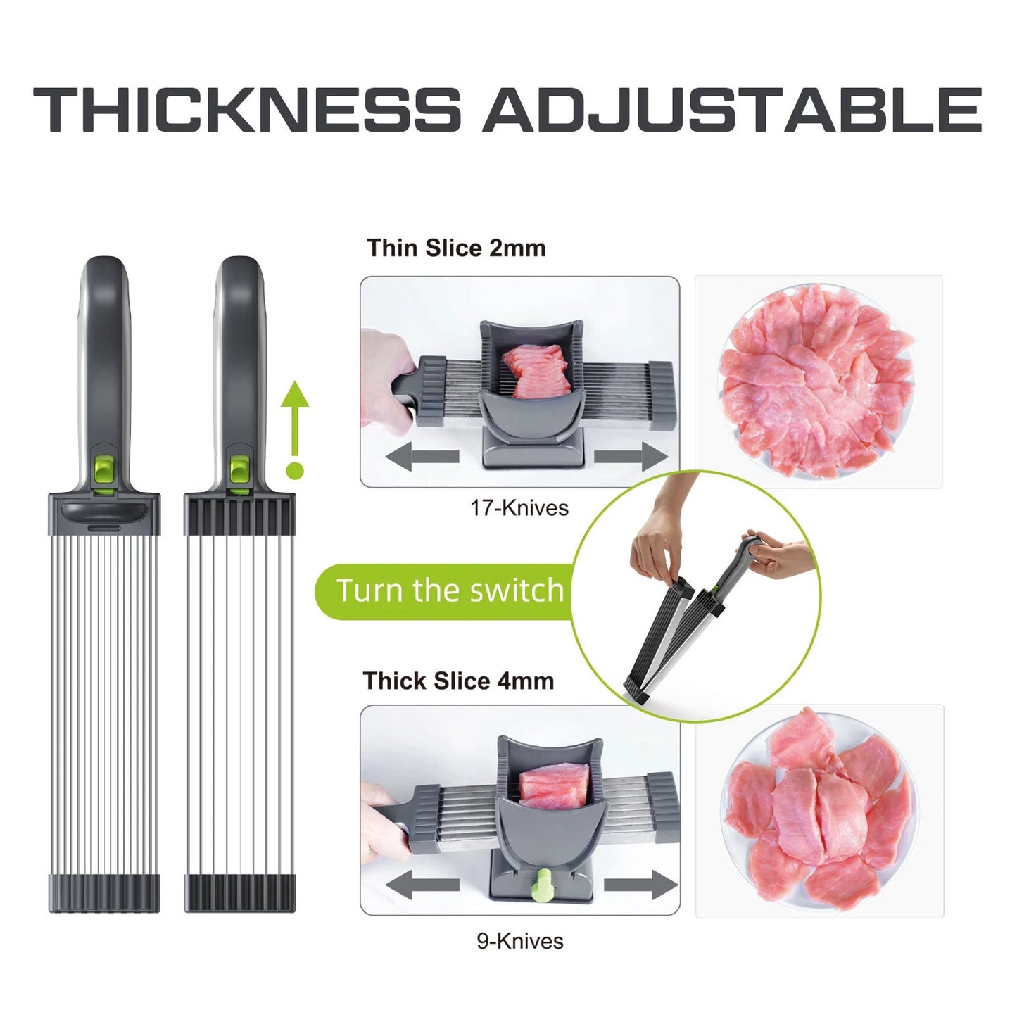 Stainless Steel Fresh Meat Slicer Cutter | Manual Frozen Meat Slicing Machine for Home Kitchen