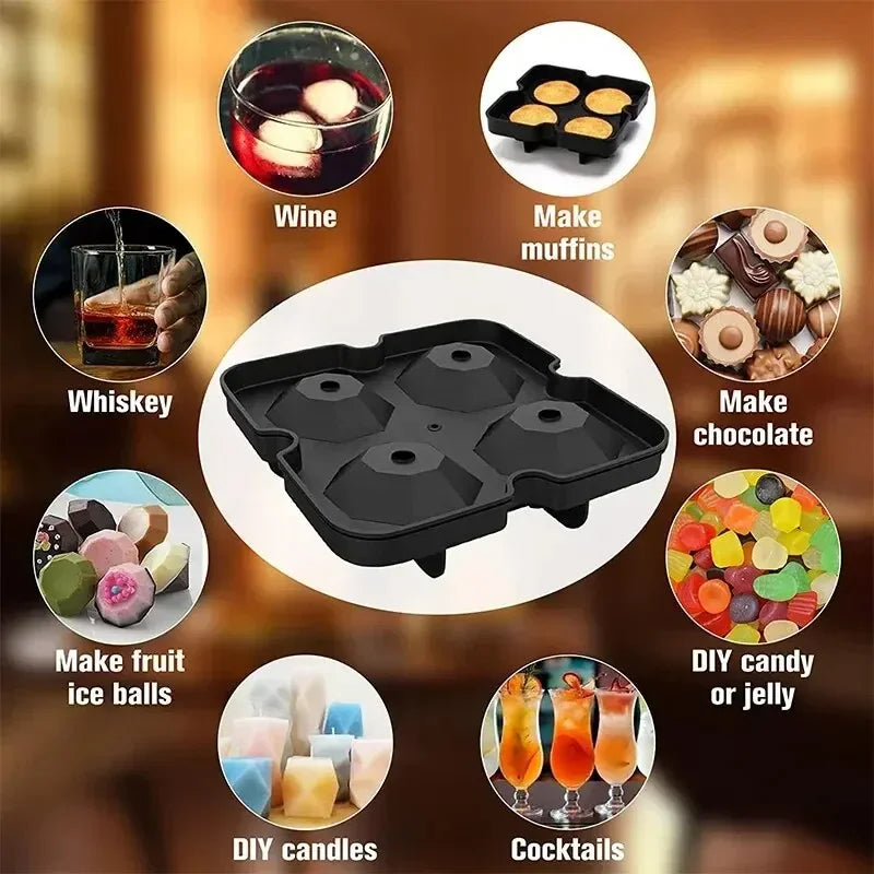 Silicone Ice Ball Mold Tray – Large Sphere Ice Maker for Whiskey, Cocktails & Drinks – BPA-Free Flexible Non-Stick Ice Cube Molds