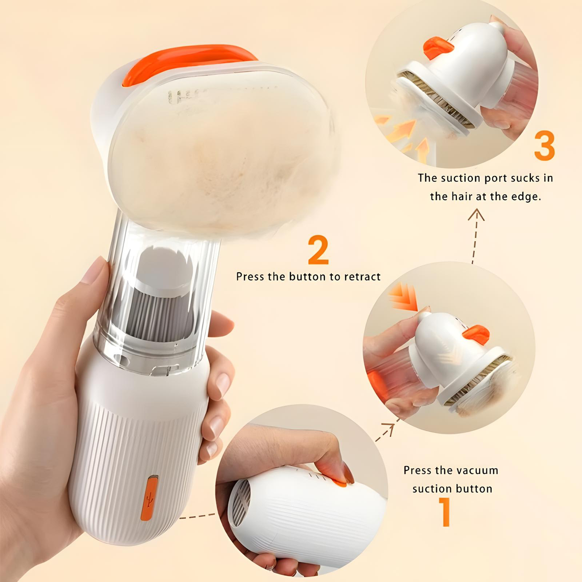 4 in 1 Electric Pet Grooming Brush with Vacuum Suction and Blow Nozzle