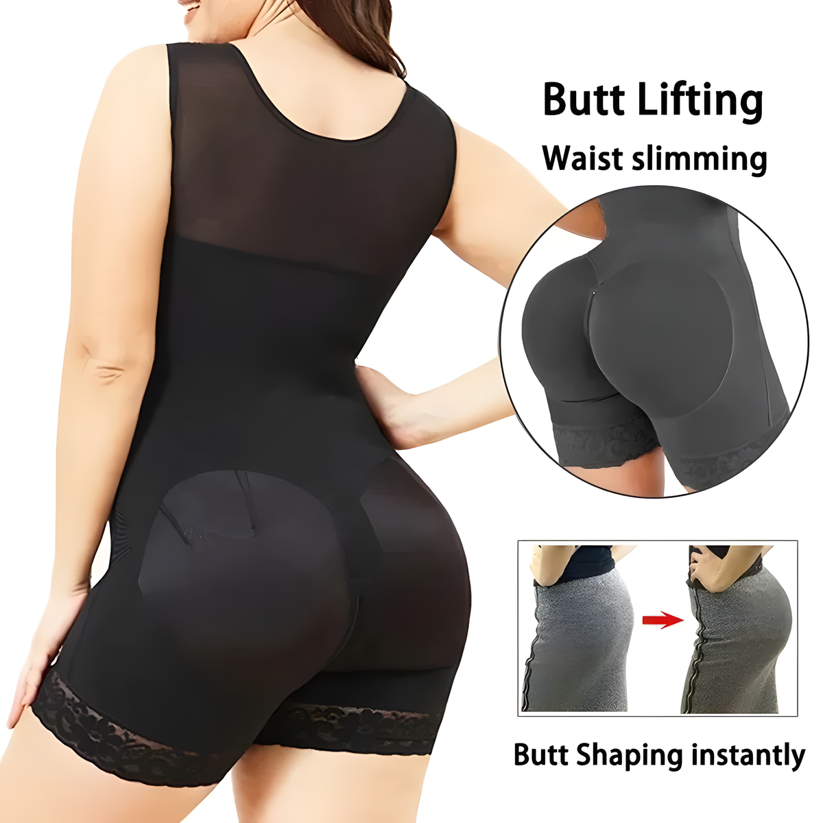 Full Body Shapewear Bodysuit, Short Sleeve Compression Shaper