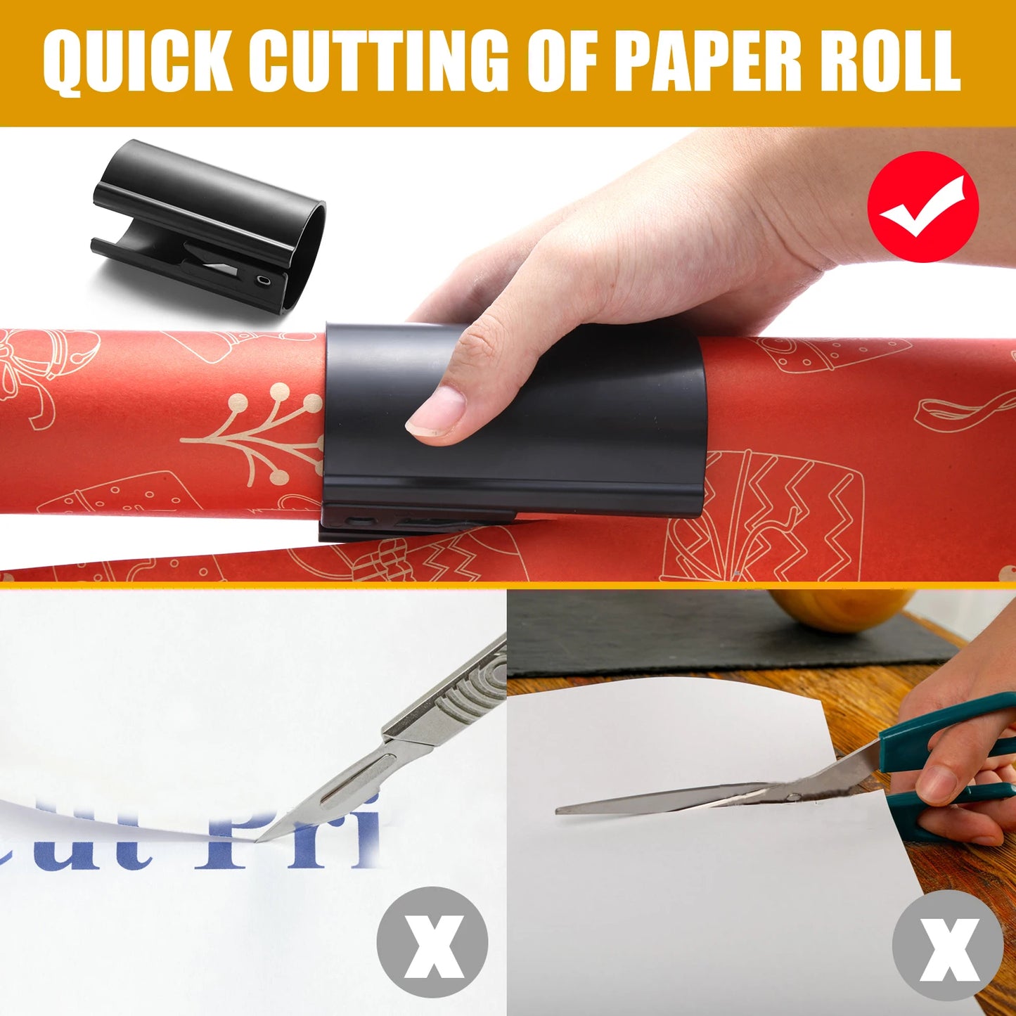 Wrapping Paper Cutter Tool – Easy Gift Wrap Roll Cutter for Holidays, Birthdays, Christmas & Crafts