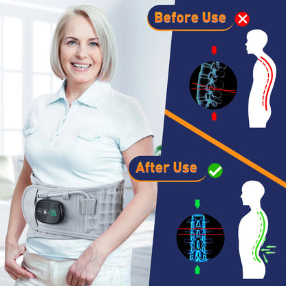 Inflatable Lumbar Support Belt with Heat and Vibration, Adjustable Back Brace