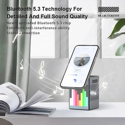 6 in 1 Magnetic Wireless Charger with Bluetooth Speaker, Alarm Clock, Night Light & Phone Stand
