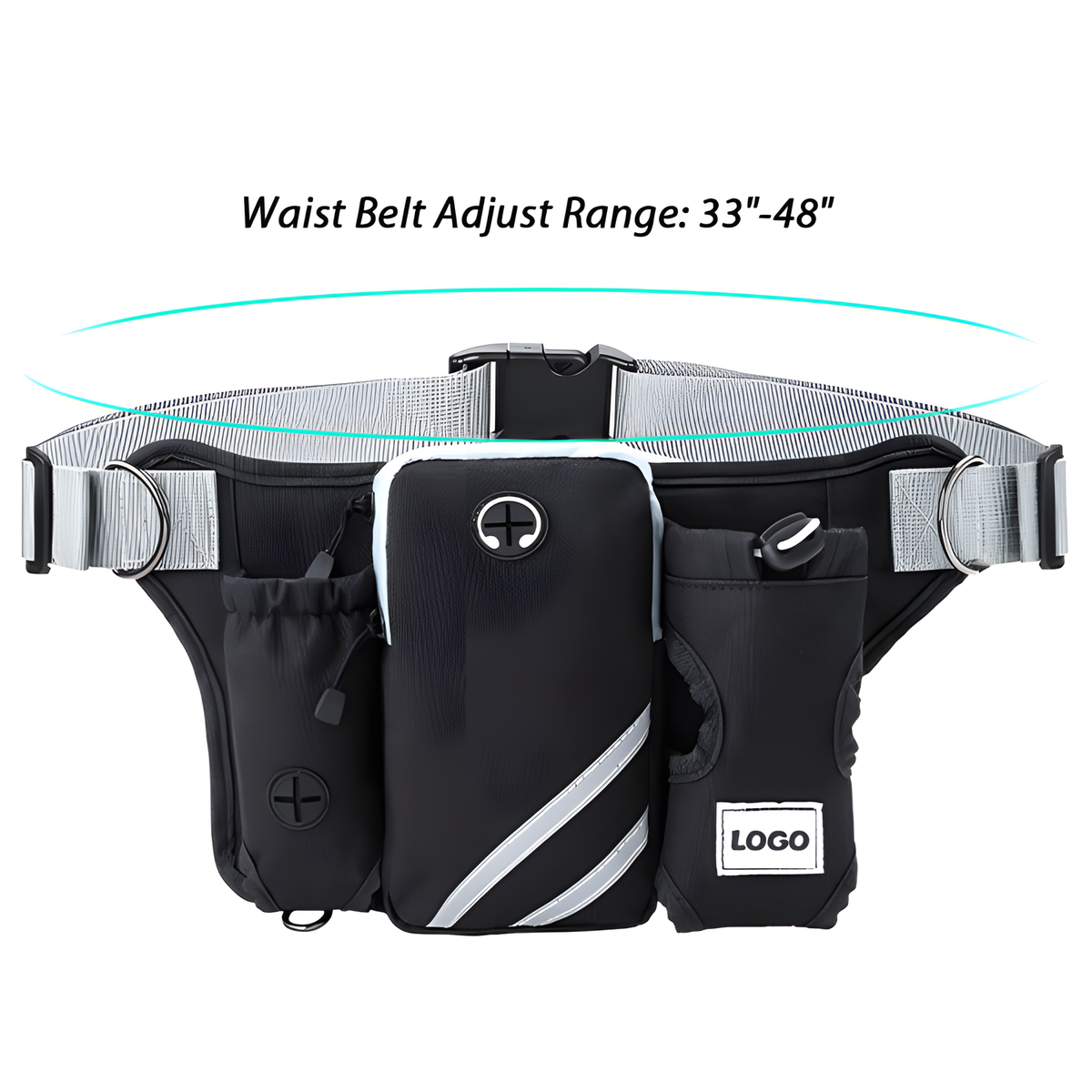 Hands Free Dog Walking Belt with Bungee Lead and Waste Bag Pouch