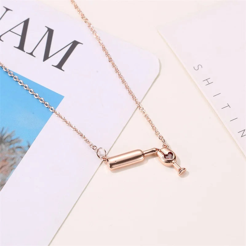 Wine Bottle Necklace – Unique Wine Lover Jewelry, Creative Gift for Women & Men