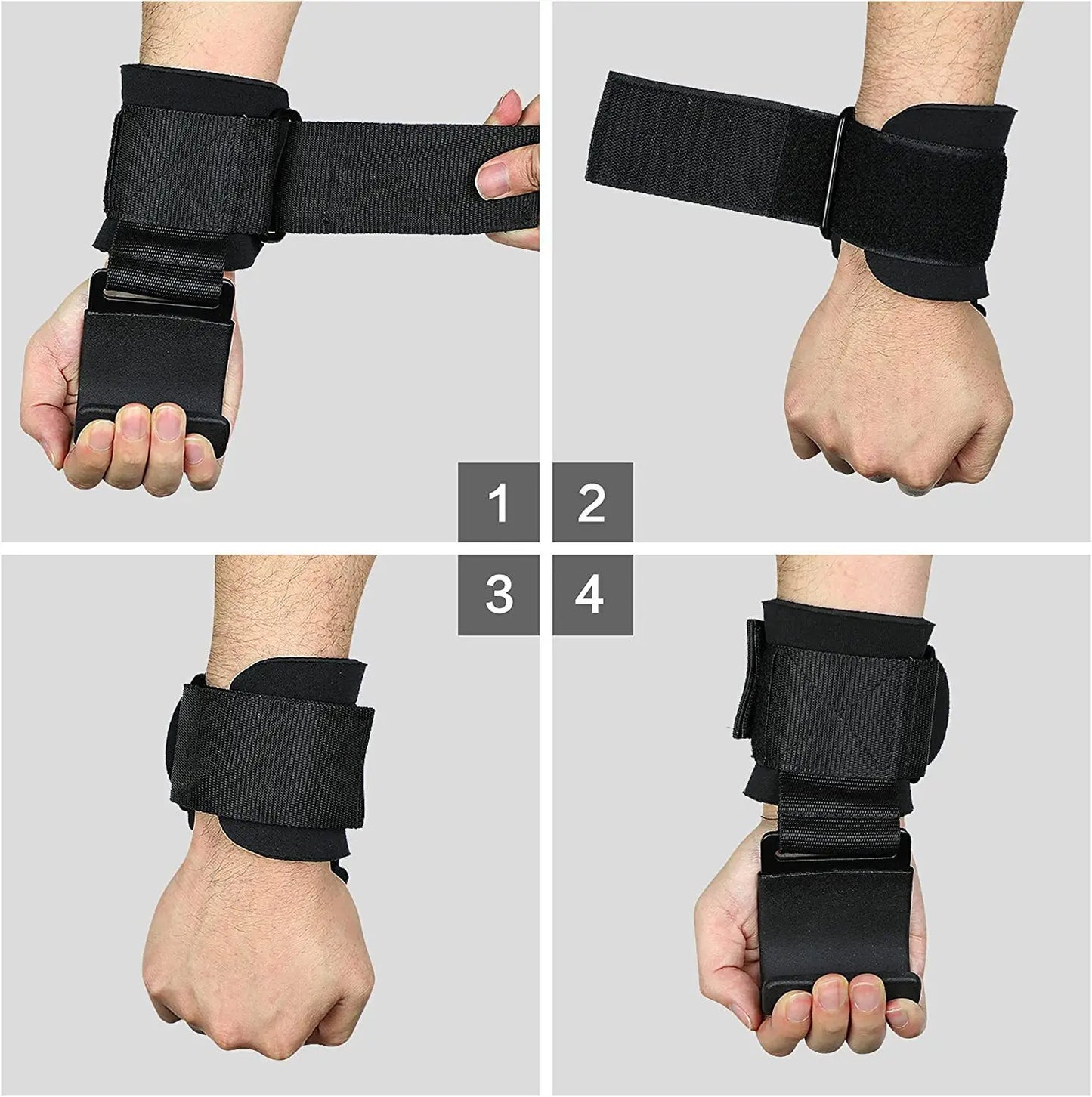 Weight Lifting Hooks with Wrist Straps – Heavy Duty Gym Grip Support for Deadlifts, Pull-Ups, and Weightlifting Training