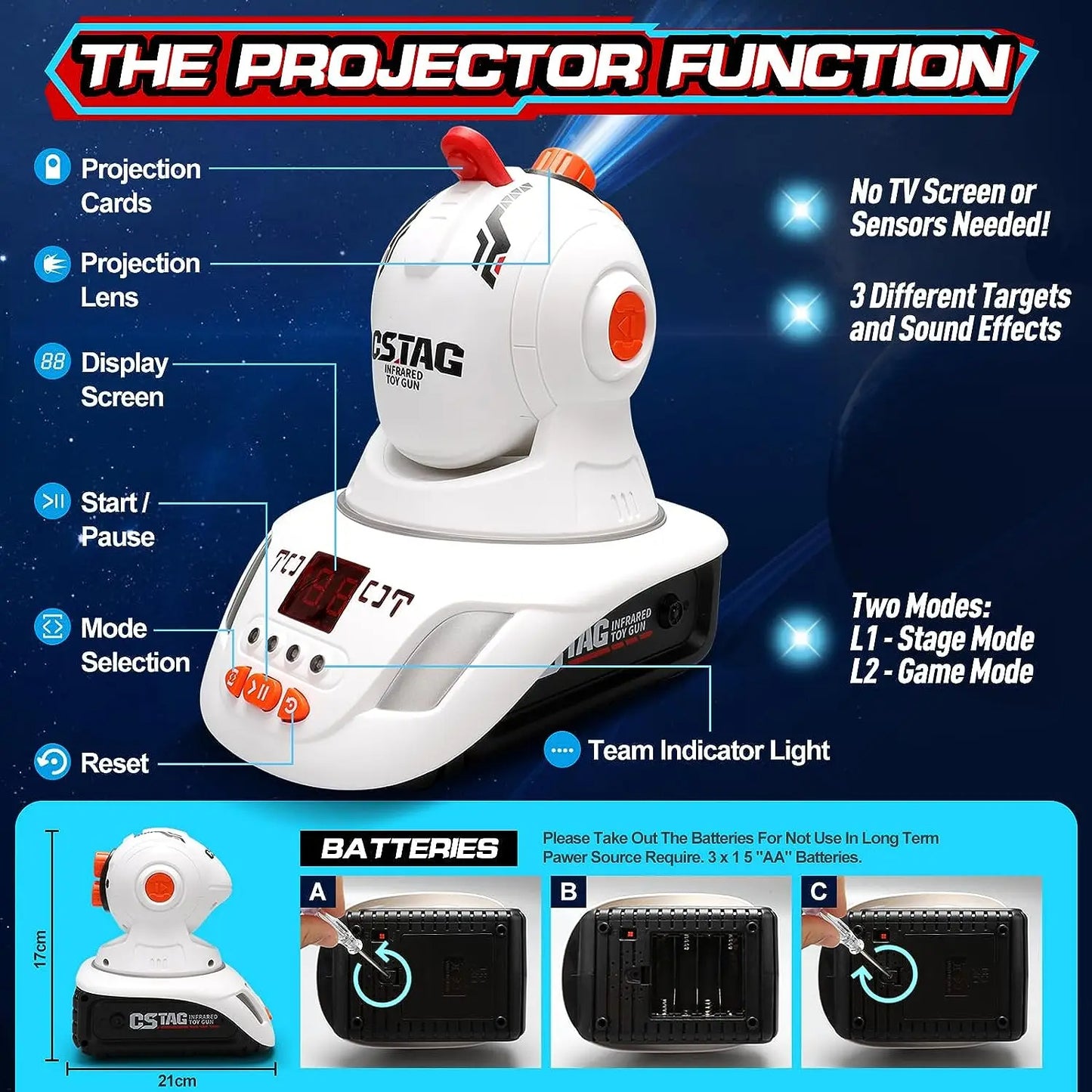 Interactive Projector Shooting Game – Motion Sensor Target Play for Kids with Lights & Sound