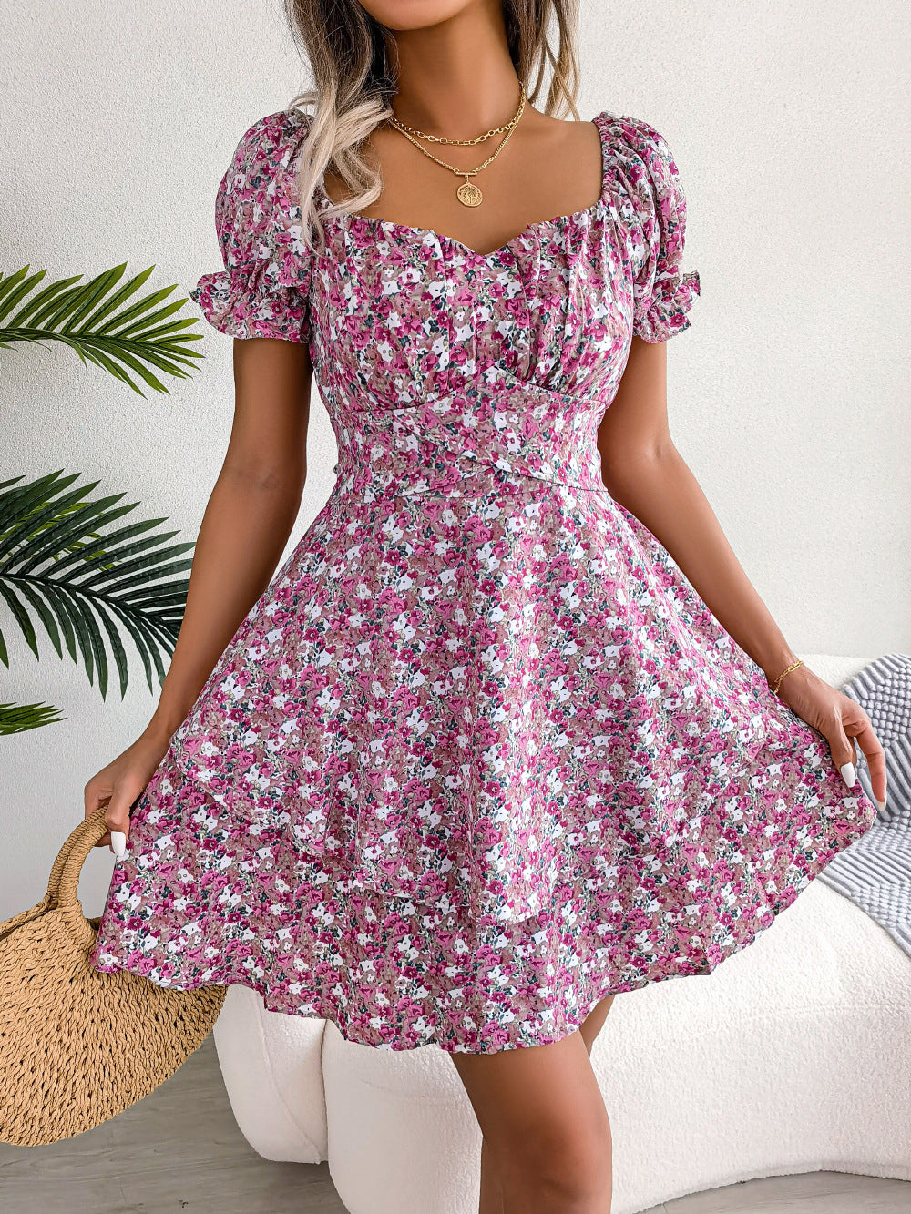 Women Mini Dress Temperament Big Swing Loose - Short Sleeves Summer Dress Clothes