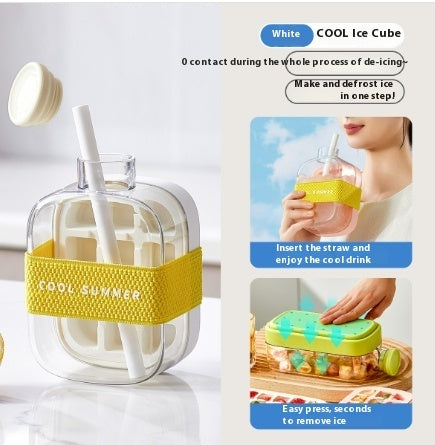 Portable One-Click Instant Ice Maker Cup – Stylish Cooling Mug with Straw & Curling Mold for Drinks