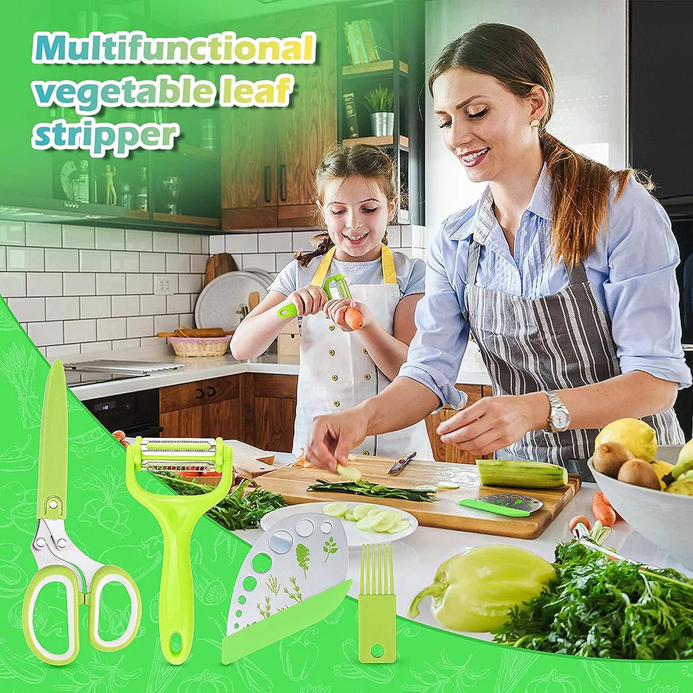 5-Blade Herb Scissors – Multipurpose Kitchen Shears for Cutting Vegetables, Herbs, Green Onions & Spices | Stainless Steel with Cleaning Comb