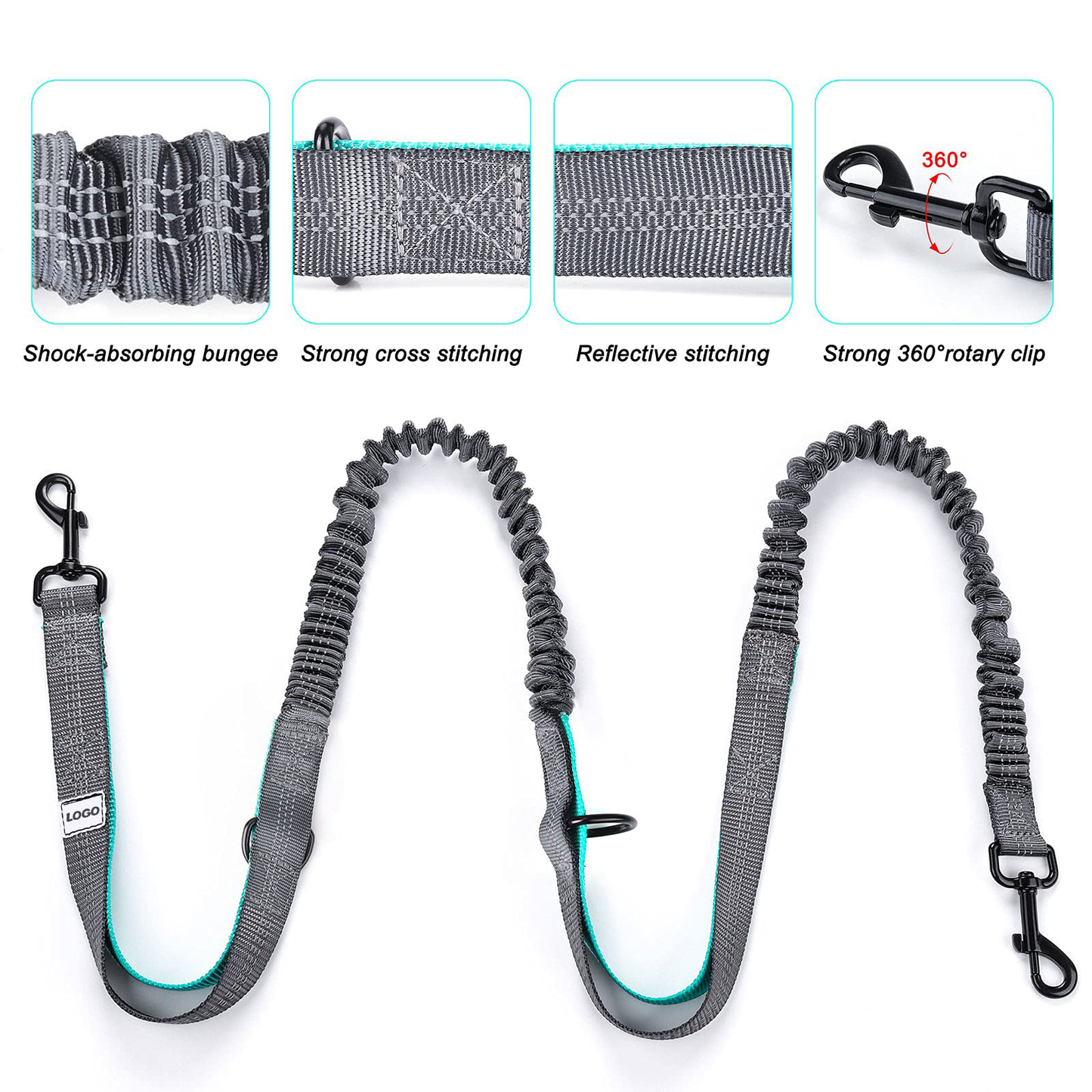 Hands Free Dog Walking Belt with Bungee Lead and Waste Bag Pouch