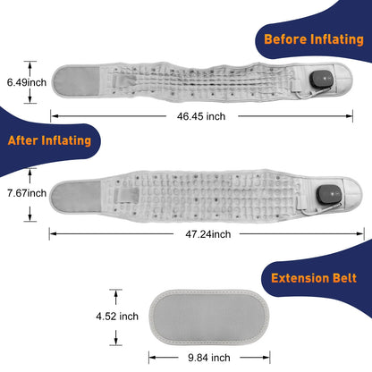 Inflatable Lumbar Support Belt with Heat and Vibration, Adjustable Back Brace