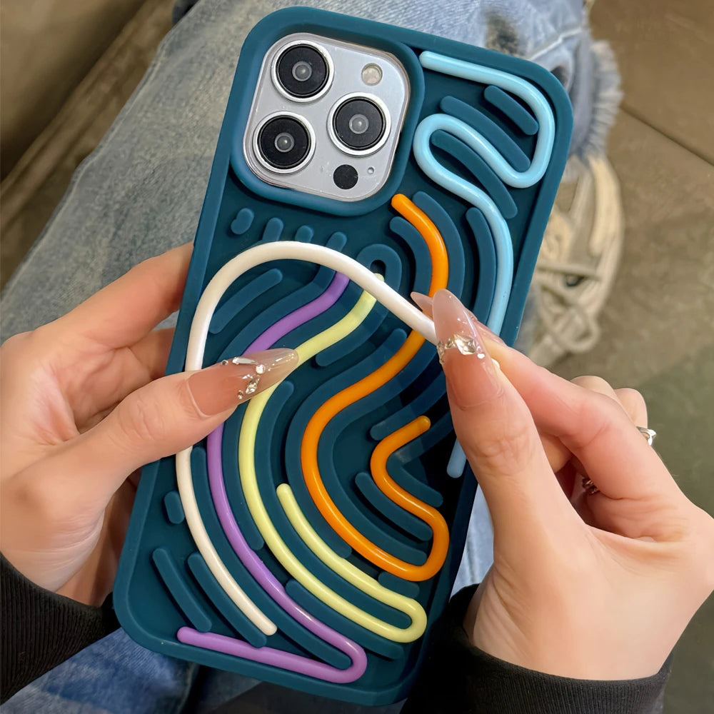 Stress-Relief Phone Case – Soft Silicone Fidget Cover with Bubble Pop Design for iPhone/Android