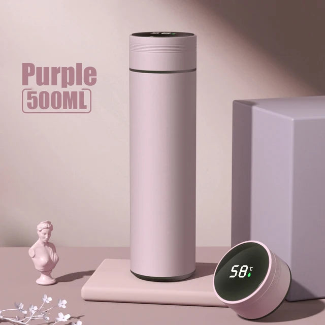 Stainless steel thermos bottle with digital temperature display, Intelligent temperature measurement cup