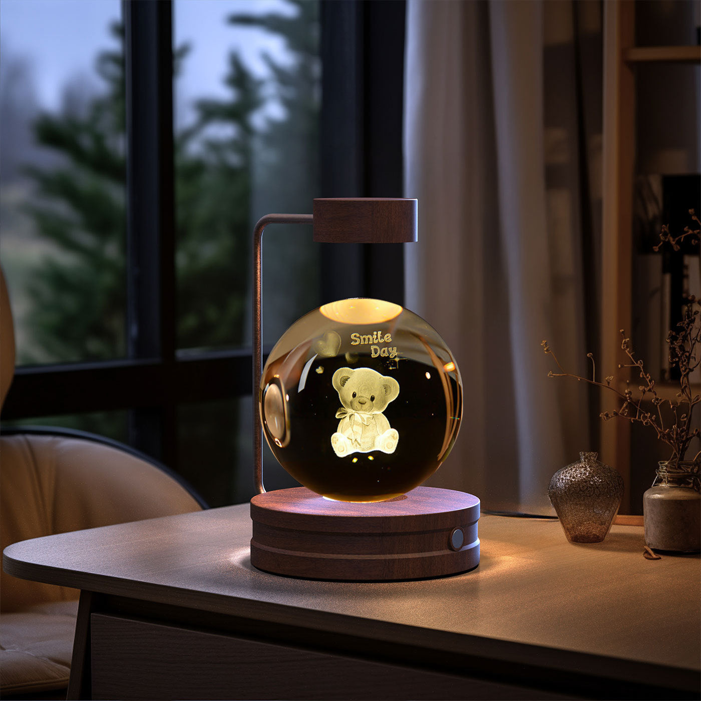 Crystal Ball Cosmic Dinosaur Indoor Night Light USB Power Warm Bedside Light Night Lamp