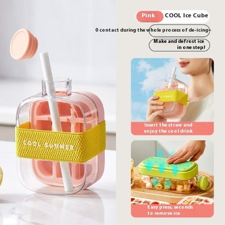 Portable One-Click Instant Ice Maker Cup – Stylish Cooling Mug with Straw & Curling Mold for Drinks
