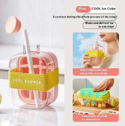 Portable One-Click Instant Ice Maker Cup – Stylish Cooling Mug with Straw & Curling Mold for Drinks