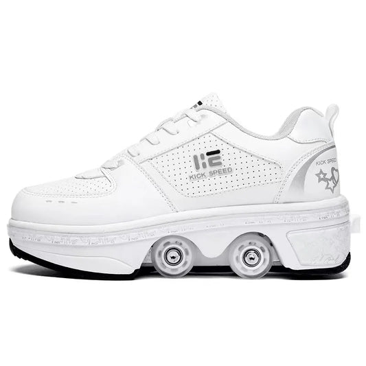 Four-Wheel Dual-Use Skating Shoes Double-Row Roller Men's Casual Sneakers Women's Men's Sport