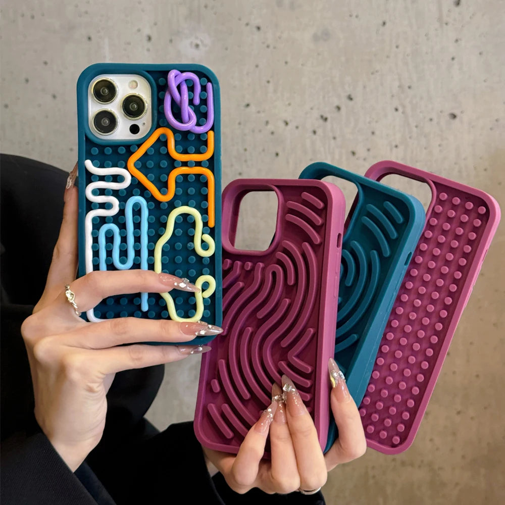 Stress-Relief Phone Case – Soft Silicone Fidget Cover with Bubble Pop Design for iPhone/Android