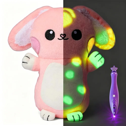 Glow in the Dark Drawing Plush Toy with Light Pen, Reusable Kids Doodle Animal