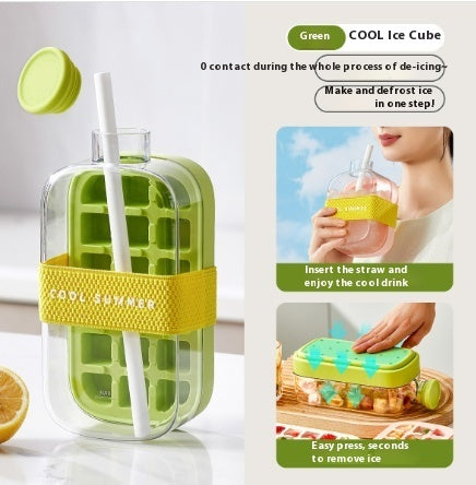 Portable One-Click Instant Ice Maker Cup – Stylish Cooling Mug with Straw & Curling Mold for Drinks