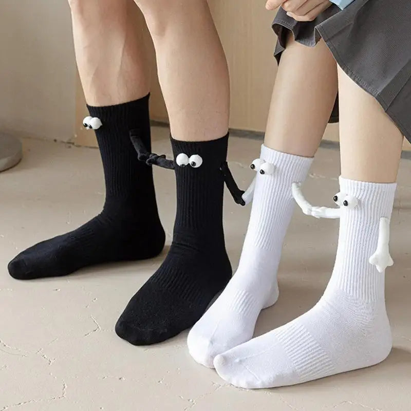 Woman Socks - 1 Pair Socks - Cartoon Socks -Black & White Funny Couple Socks for Women