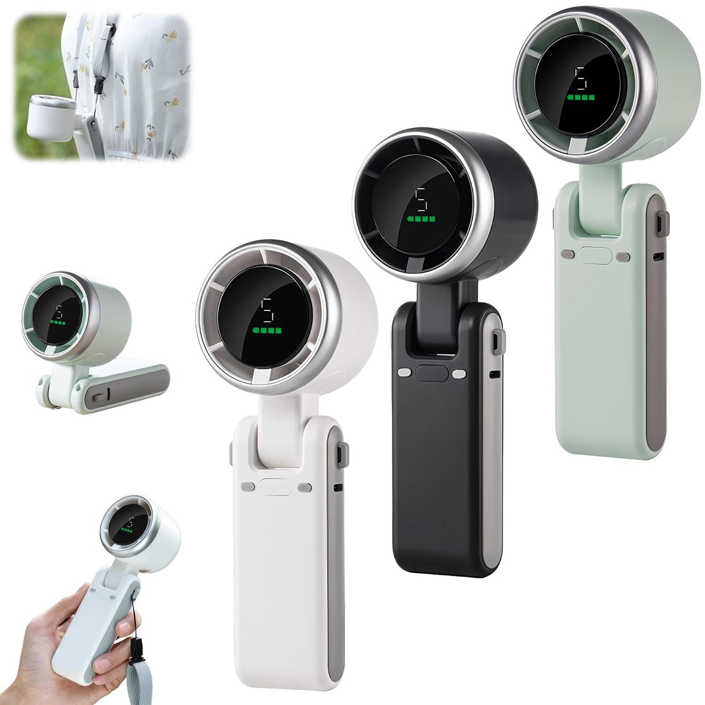 Portable Hanging Neck Fan – 180° Folding Turbo Mini Fan, Handheld & Desktop, High-Speed Cooling for Outdoor Use
