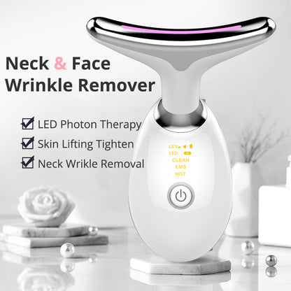 EMS Neck Massager with Heat – Skin Tightening & Wrinkle Remover for Anti-Aging Face Care