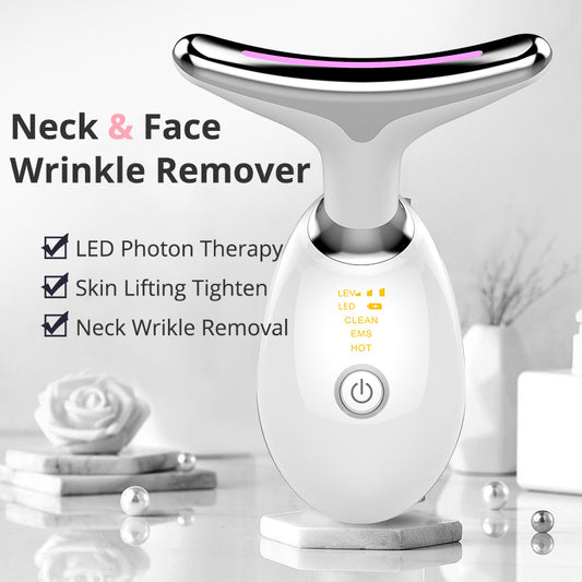 EMS Neck Massager with Heat – Skin Tightening & Wrinkle Remover for Anti-Aging Face Care