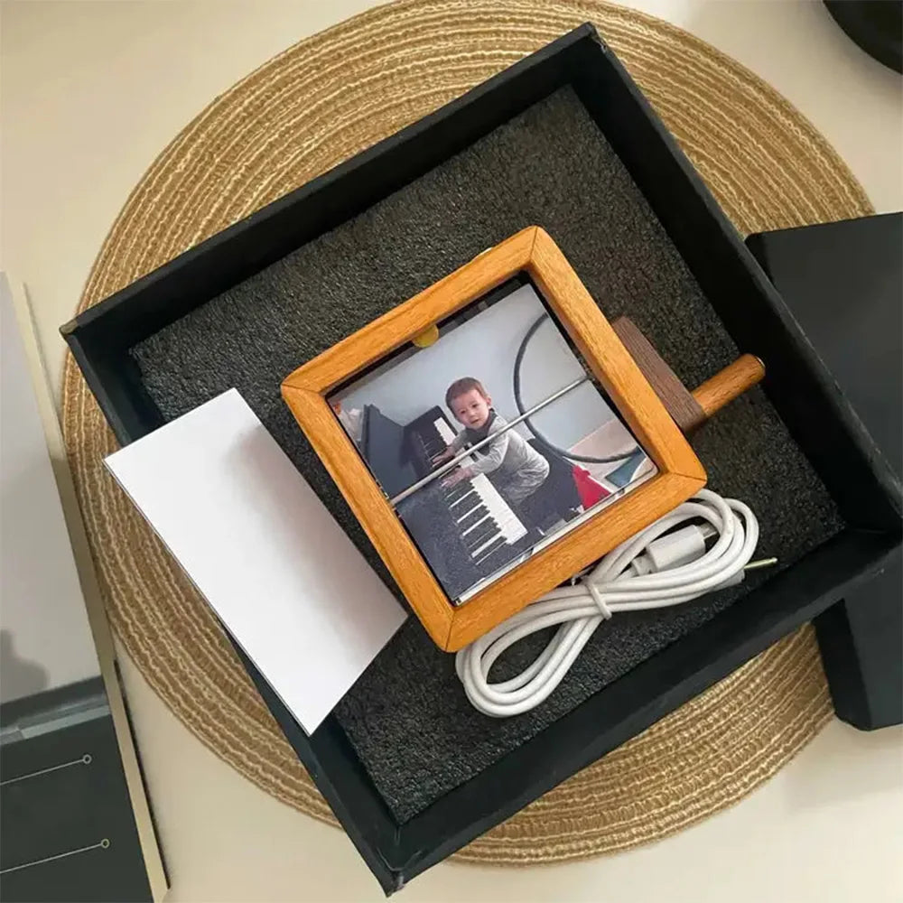 Hand Crank Photo Box – Vintage DIY Photo Album Music Box Gift for Birthday, Anniversary, or Keepsake Display