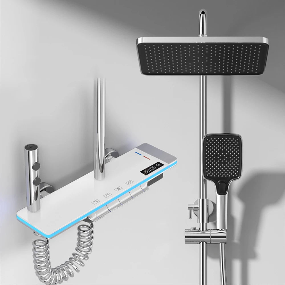 Luxury Shower Thermostat System Set – Adjustable Temperature Control, Digital Display, Rainfall Shower Head & Water Saving Features