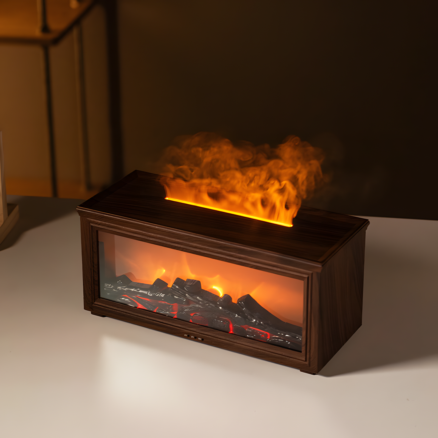 Flame Effect Aroma Diffuser, 150ml Ultrasonic Humidifier with Fireplace Glow