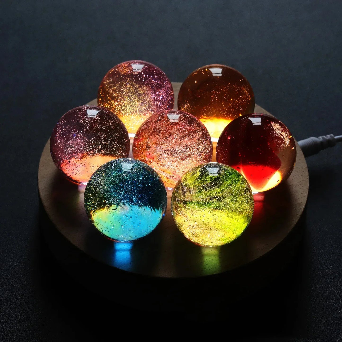 7-Color Glass Crystal Balls for Home Décor, Chakra Healing, Feng Shui & Meditation Decor