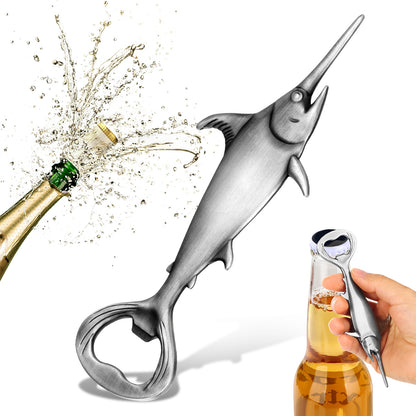 Creative Swordfish Metal Beer Bottle Opener – Unique Kitchen Bar Accessory, Beer Gifts & Gadgets