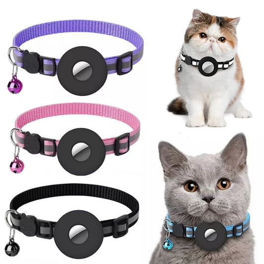 Waterproof Reflective Airtag Collar Holder Case for Dogs Cats – Pet Tracker Cover Adjustable Nylon