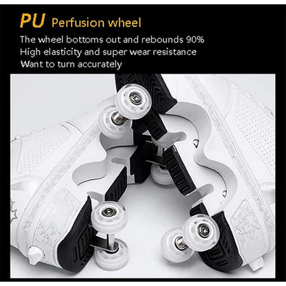 Four-Wheel Dual-Use Skating Shoes Double-Row Roller Men's Casual Sneakers Women's Men's Sport