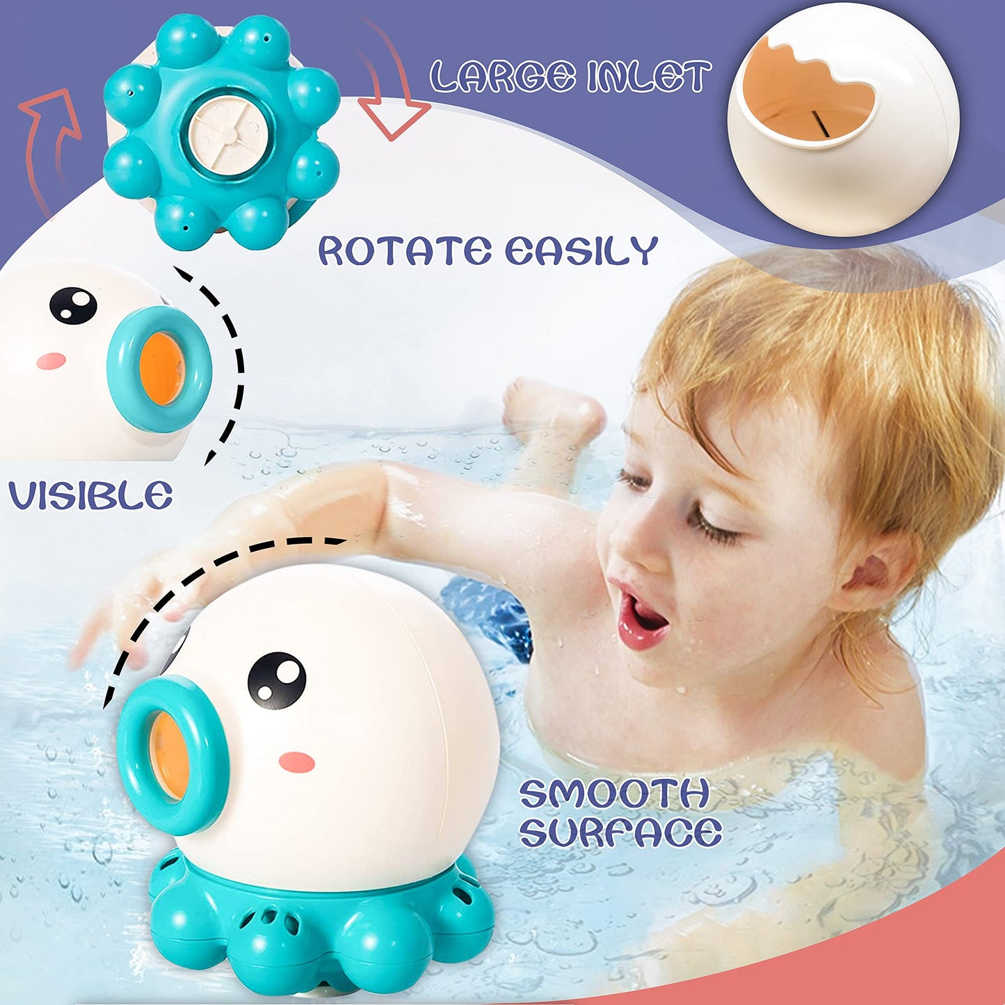 Octopus Fountain Bath Toy Water Jet Rotating Shower Bathroom Toy - Summer Water Toys Sprinkler Beach Toys