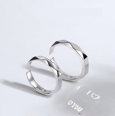 Sterling Silver Rings By Light Reflect Show Surprise Love Pattern Surface Hidden Jewelry