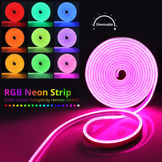 Smart Life WiFi LED Neon Light Strip 12V LED Strip RGB Neon Sign Tape Decoration Alexa Google Home Silica Gel With Clips